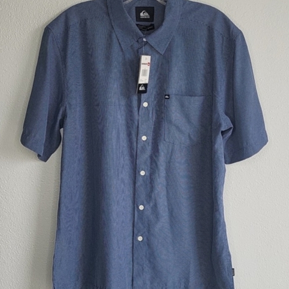 Quiksilver Other - Quiksilver Blue & White Windowpane Plaid Short Sleeve Soft Modal Blend Shirt, S